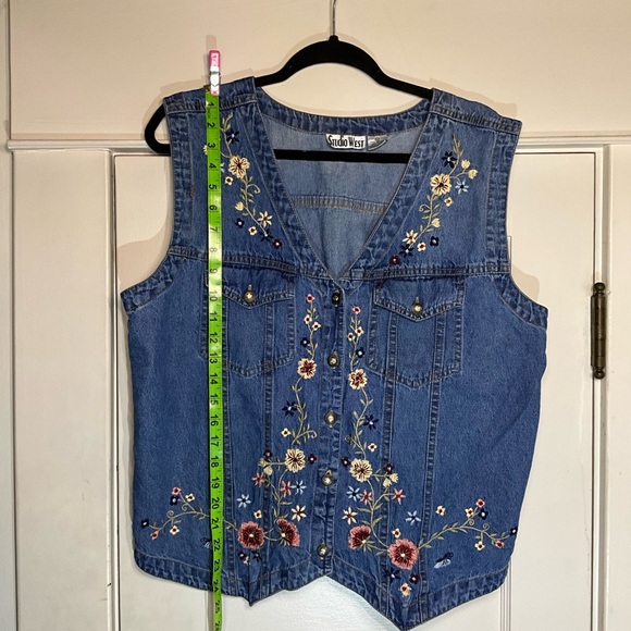 Vintage Studio West Embroidered Floral Denim Vest - Picture 6 of 7